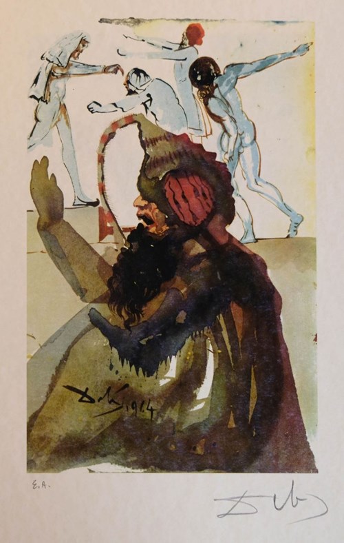 Living room print by Salvador Dali titled The story of Joseph, Gen 37:28, 34 - 36