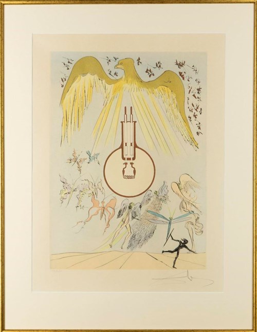 Living room print by Salvador Dali titled Light bulb from the Hommage and Leonardo da Vinci series, 192 of 405