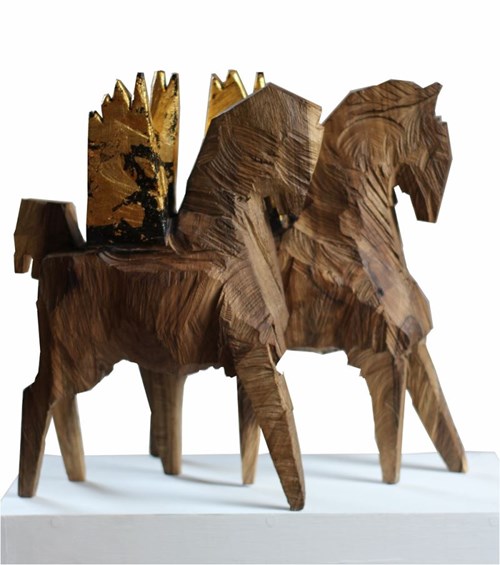 Living room sculpture by Zbigniew Bury titled Pegasi from Krowodrza from the Koniki Beskidzkie series