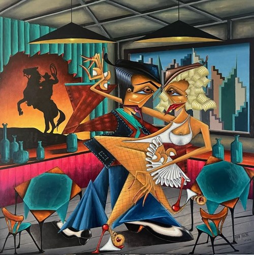 Living room painting by Robert Jadczak titled Bar in Texas