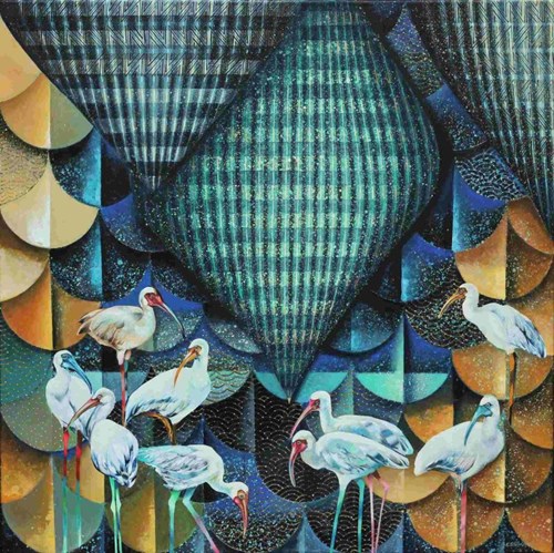 Obraz do salonu artysty Katarzyna Stelmach pod tytułem Ogród ibisów