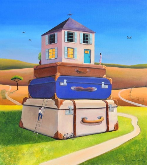 Living room painting by Luiza Los-Pławszewska titled From life out of a suitcase II