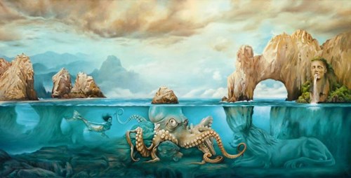 Obraz do salonu artysty Maria Szypluk pod tytułem Tajemnice turkusowych głębin