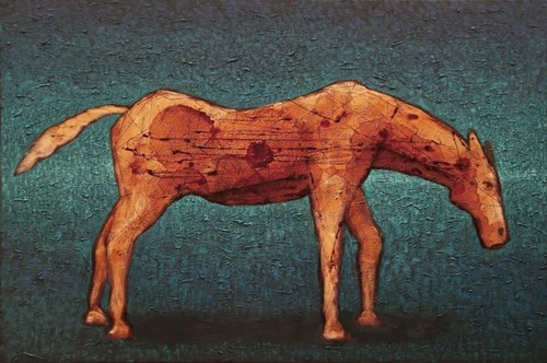 Obraz do salonu artysty Grzegorz Klimek pod tytułem Bursztynowy koń