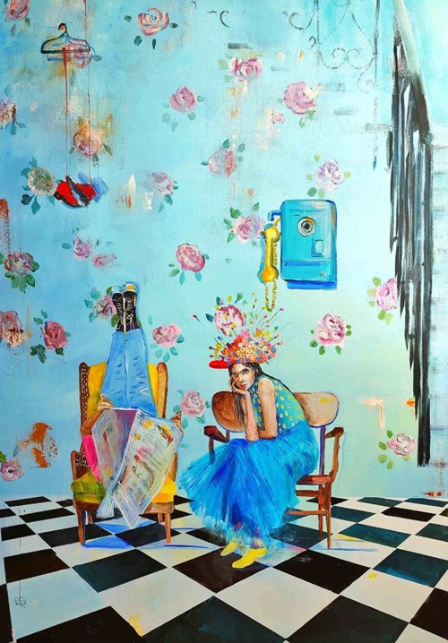 Living room painting by AGNIESZKA BANASIAK titled Chapter 9. Waiting