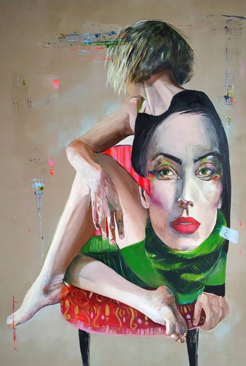 Living room painting by Agnieszka Banasiak titled Hidden beauty