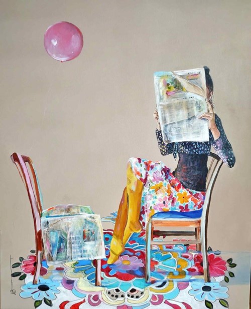 Living room painting by Agnieszka Banasiak titled I'll Tell You I Am