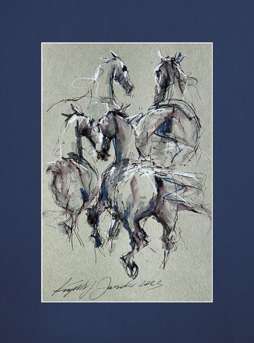 Living room painting by Krzysztof Jarocki titled horses