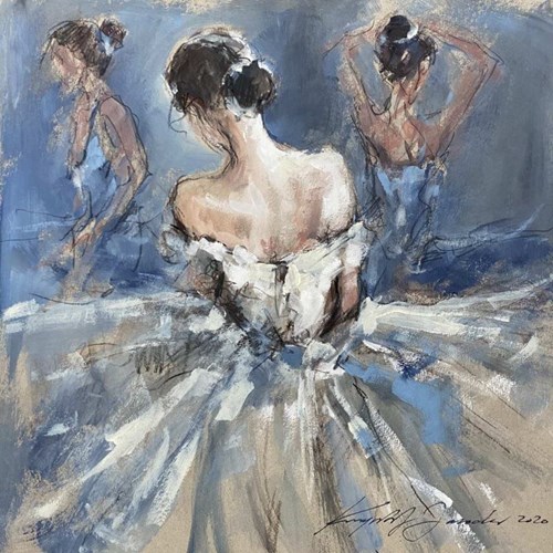 Living room painting by Krzysztof Jarocki titled Ballet Dancers