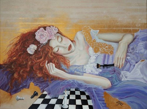 Living room painting by Jolanta Ziółkowska titled Wake up