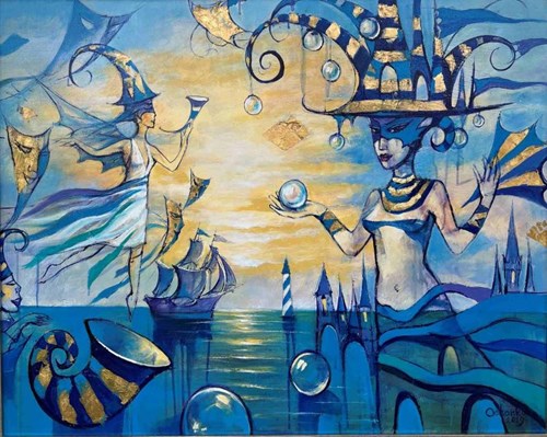 Obraz do salonu artysty Eugeniusz Ochonko pod tytułem Amanecer Magico Sobre el Mar