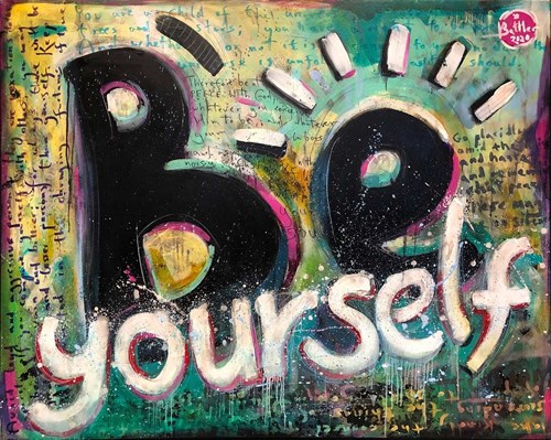 Living room painting by Battler titled Be Yourself - Desiderata