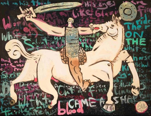 Obraz do salonu artysty Battler pod tytułem Jeździec na białym koniu