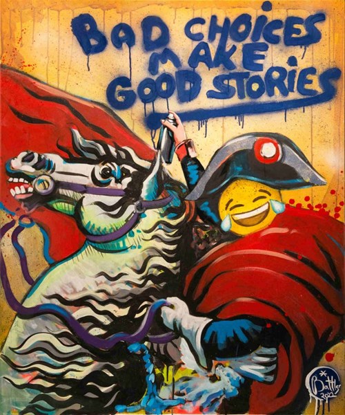 Living room painting by Battler titled Good stories