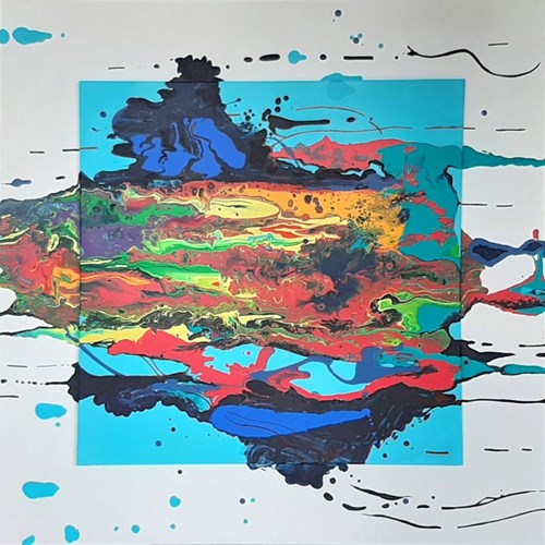 Obraz do salonu artysty Urszula Kozieł pod tytułem Niebieska kompozycja cyklu Ekspresje