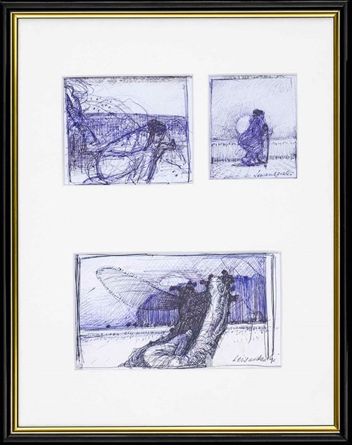 Living room painting by Janusz Lewandowski titled Three Sketches for Paintings
