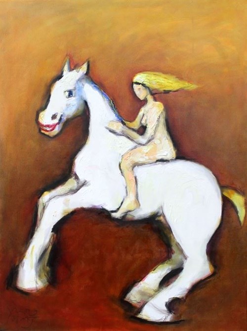 Obraz do salonu artysty Miro Biały pod tytułem Szalony koń i szalona ona