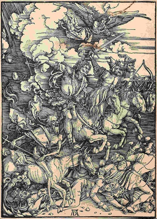 Living room print by Artysta Nierozpoznany titled Horsemen of the Apocalypse by Durer