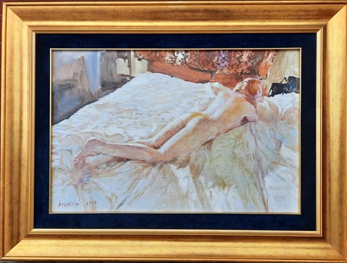 Living room painting by Leszek Żegalski titled Nude