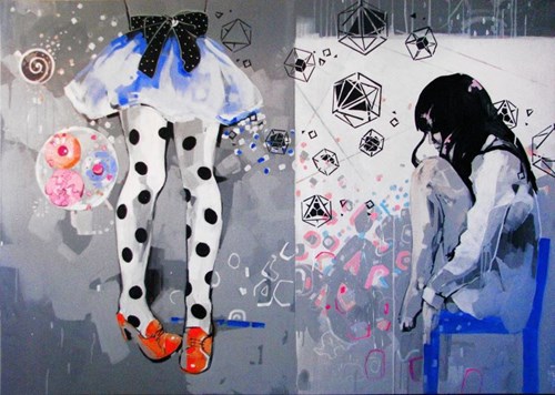 Obraz do salonu artysty Kamila Jarecka pod tytułem Alicja- dwa światy