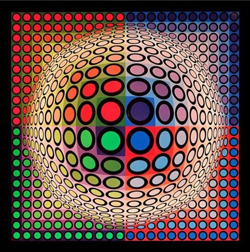 Living room print by Victor Vasarely titled Vega-pal-b