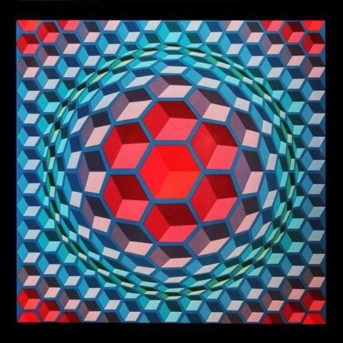 Living room print by Victor Vasarely titled CHEYT-MC-4