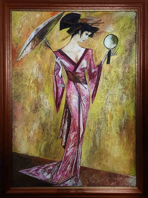 Living room painting by Iwan Kulik titled Geisha