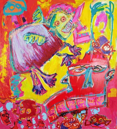 Obraz do salonu artysty Michał Ostrowski pod tytułem Chimera i czerwona głowa