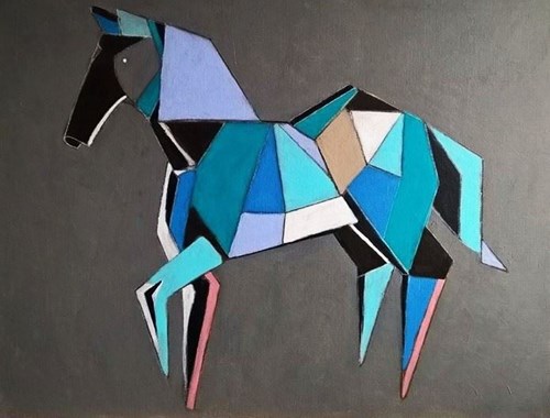 Living room painting by Karolina Kucharska titled A cold horse