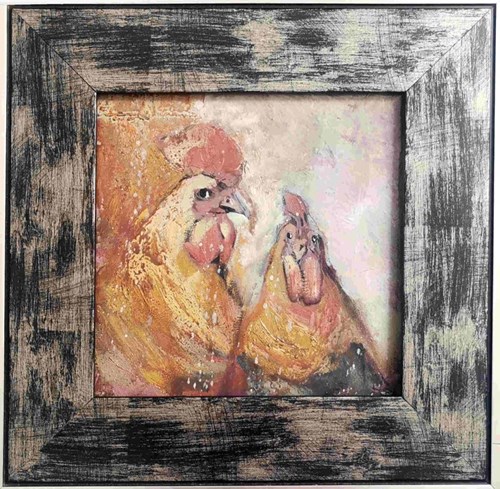 Living room painting by Anna Spałek Młynarczyk titled Hen with rooster