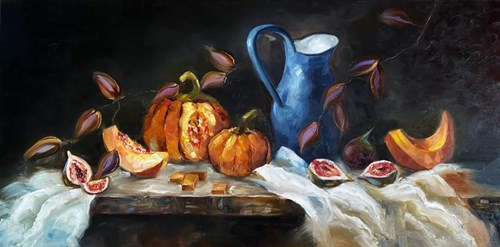 Living room painting by _Katarzyna_ titled Figs and pumpkins