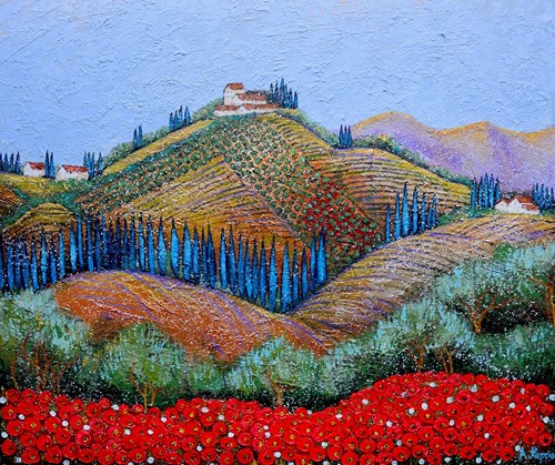 Living room painting by Alicja Kappa titled Colori della Toscana