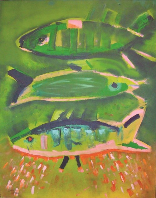 Obraz do salonu artysty Joanna Plakiewicz pod tytułem Zwierzęta wodne (tryptyk)
