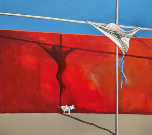 Living room painting by Izabela Sak titled Kite