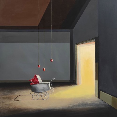 Living room painting by Izabela Sak titled Messenger