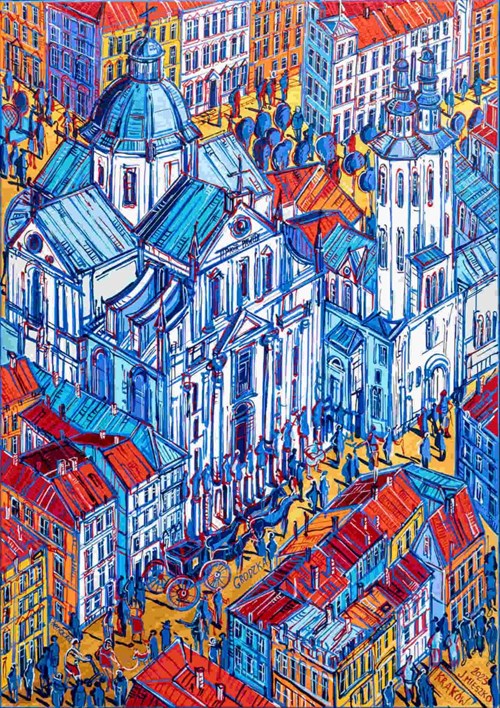 Obraz do salonu artysty Joanna Mieszko pod tytułem Kraków-Złoto na Grodzkiej