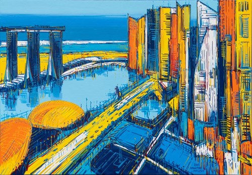Living room painting by Joanna Mieszko titled Singapore