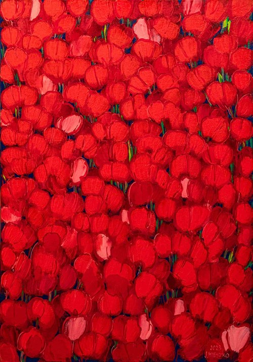 Living room painting by Joanna Mieszko titled Poppies XVIII 396-3837