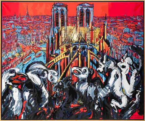 Living room painting by Joanna Mieszko titled Notre Dame Paris (NO. XI-33-165)