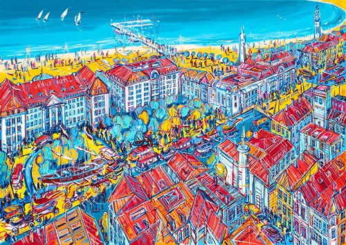 Living room painting by Joanna Mieszko titled Shadow Streak in Sopot