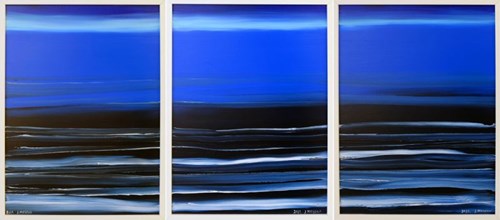 Living room painting by Joanna Mieszko titled Sea (triptych)