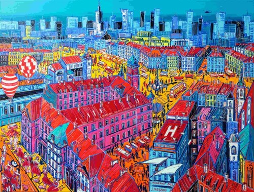 Living room painting by Joanna Mieszko titled Warsaw