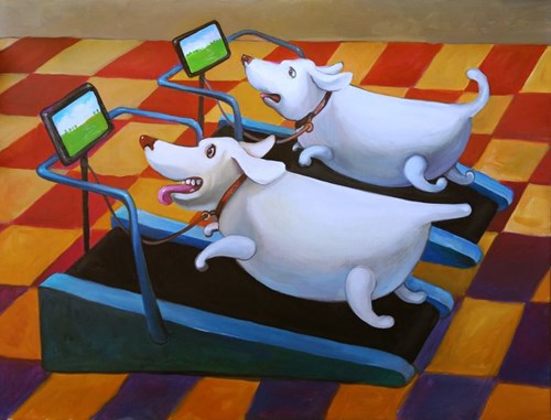 Living room painting by Grzegorz Walter titled Covid-dogs