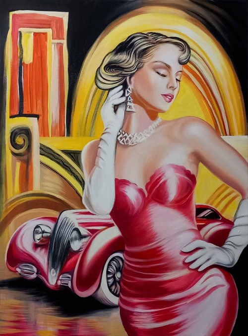 Living room painting by Rafał Mruszczak titled Lady in ed