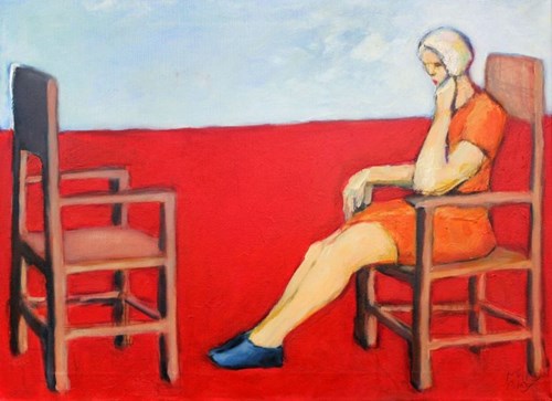 Living room painting by Miro Biały titled I'm still waiting for you