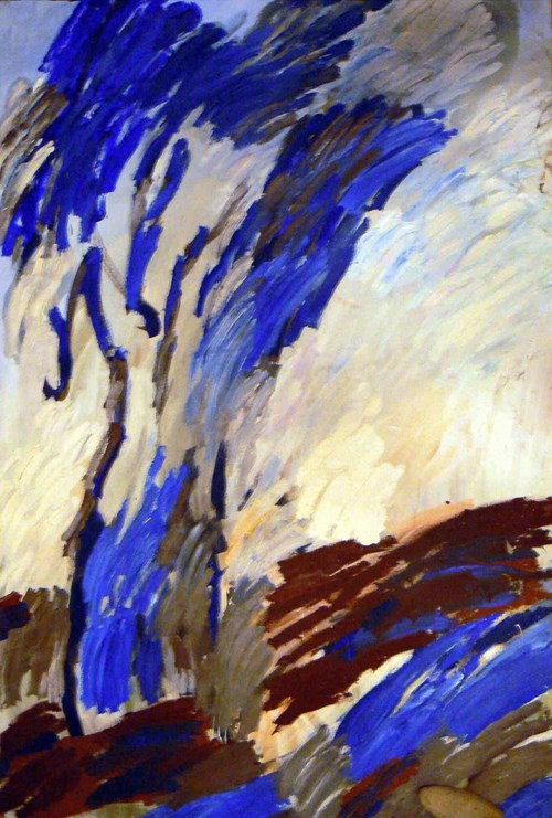 Living room painting by Grzegorz Pabel titled Blue Tree
