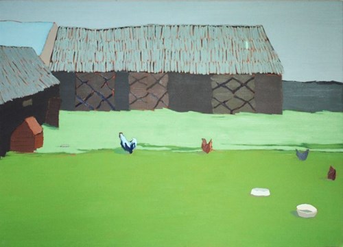 Obraz do salonu artysty Magdalena Jędrzejczyk pod tytułem Zielone podwórko