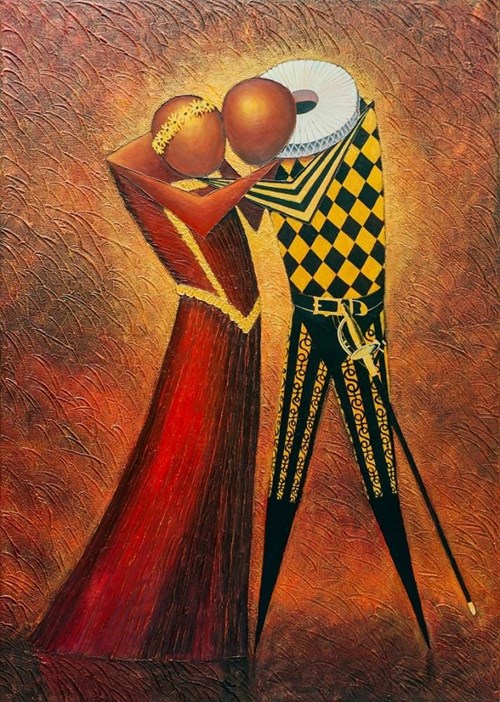 Living room painting by Łukasz Czernicki titled Romeo and Juliet