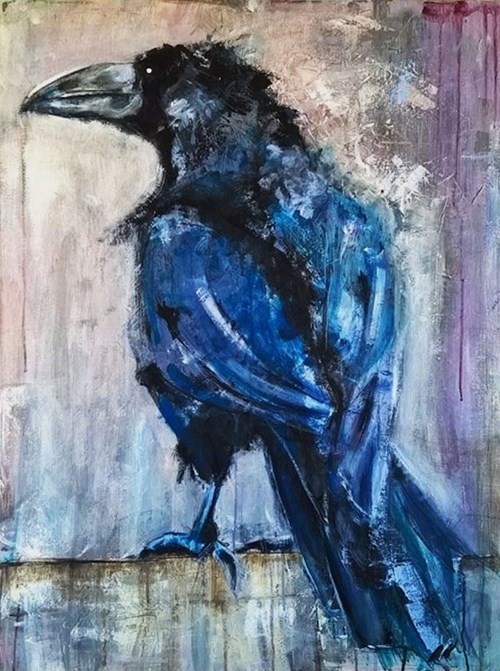 Living room painting by Karolina Kucharska titled Raven
