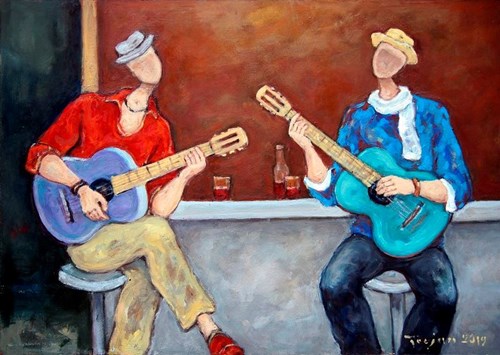 Obraz do salonu artysty Henryk Trojan pod tytułem Blues na dwie gitary